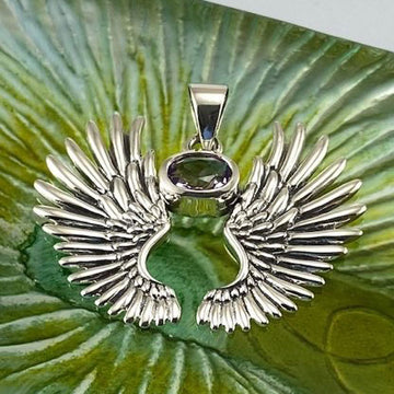 Guardian Angel Wings Sterling Silver Pendant with Birthstone TPD5867